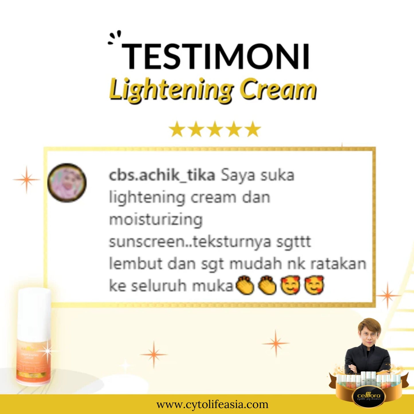 Moisturiser Jeragat: Lightening Cream Celllora | Teknologi Stem Cell CIGF
