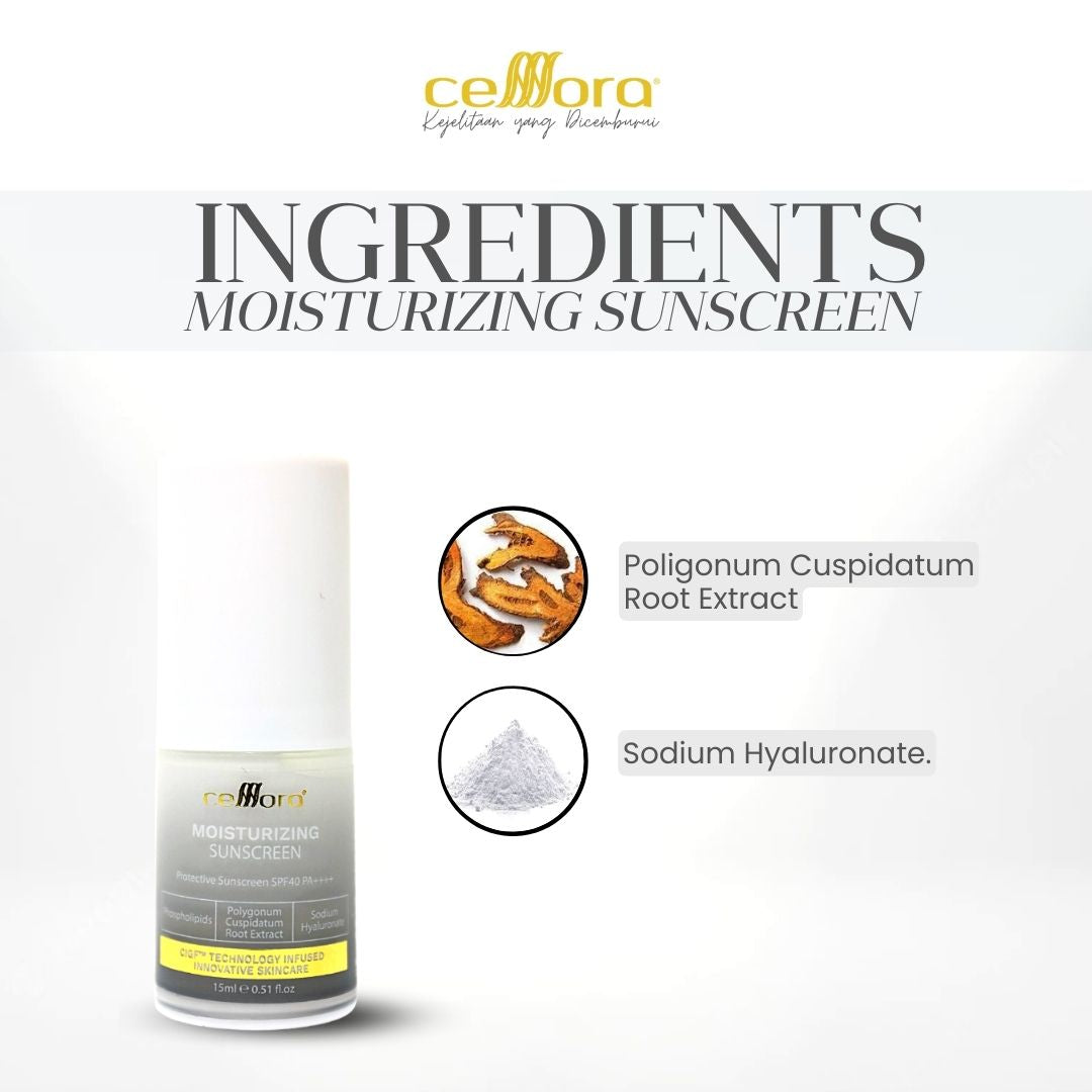 Sunscreen 5 in 1: Moisturizing Sunscreen SPF40 PA++++ Celllora | Teknologi Stem Cell CIGF