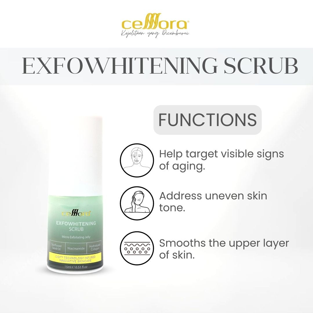 Scrub Muka & Bibir: Exfowhitening Scrub Celllora | Teknologi Stem Cell CIGF