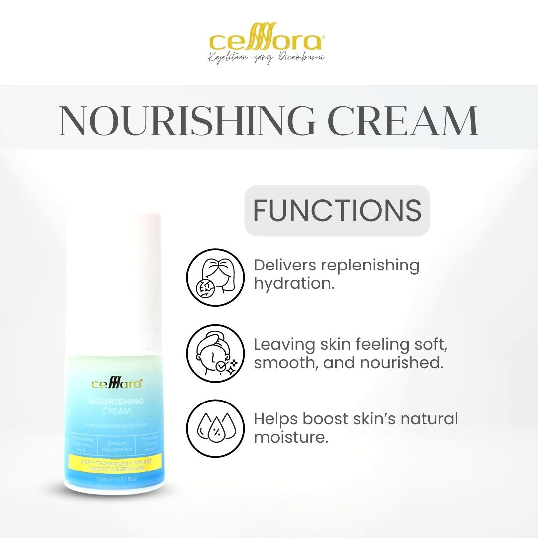Moisturiser Kulit Kering, Kusam, Skin Barrier Rosak & Sensitif: Nourishing Cream Celllora | Teknologi Stem Cell CIGF