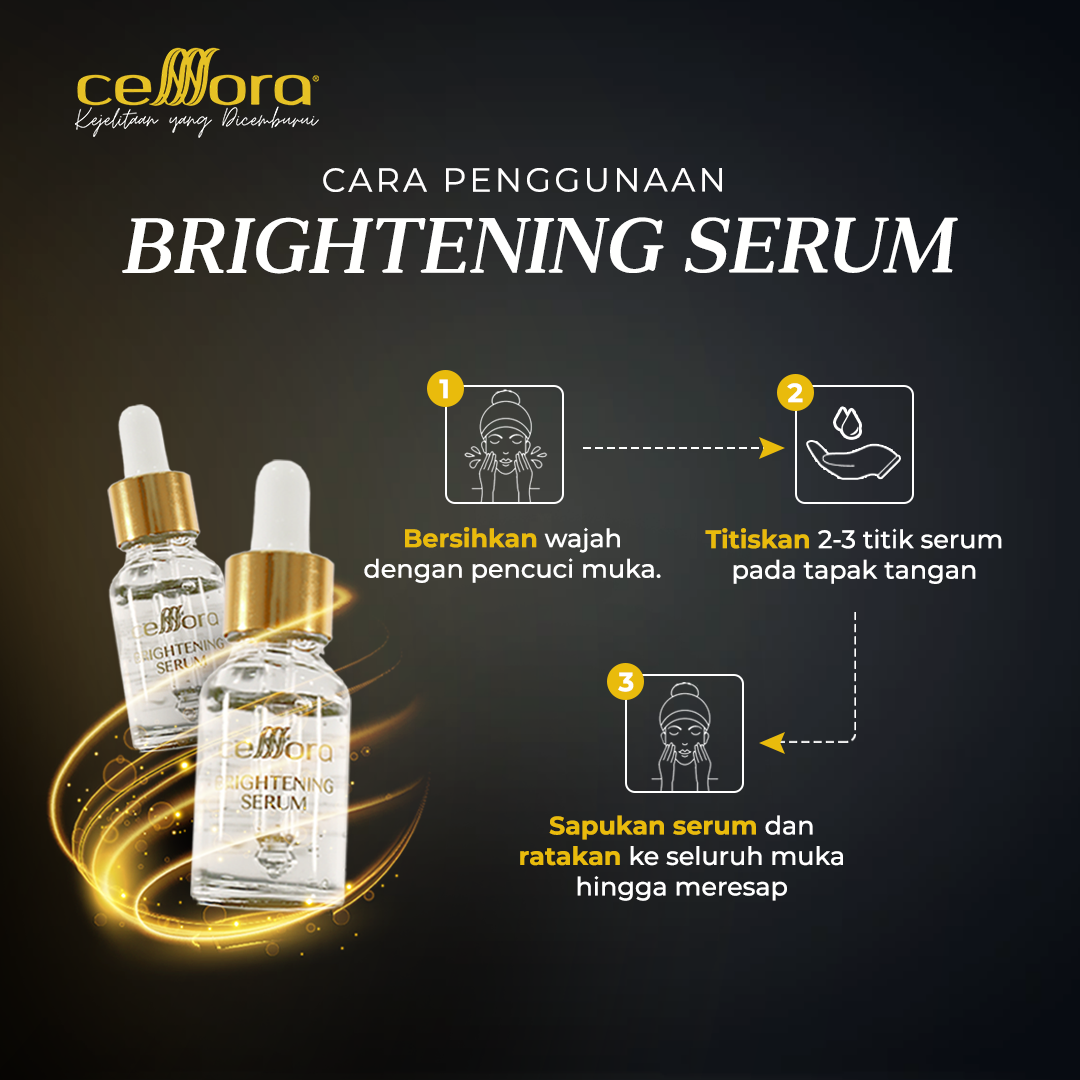 Serum Pencerah Wajah: Brightening Serum Celllora | Teknologi Stem Cell CIGF, Arbutin, Glutathione, Hyaluronic Acid