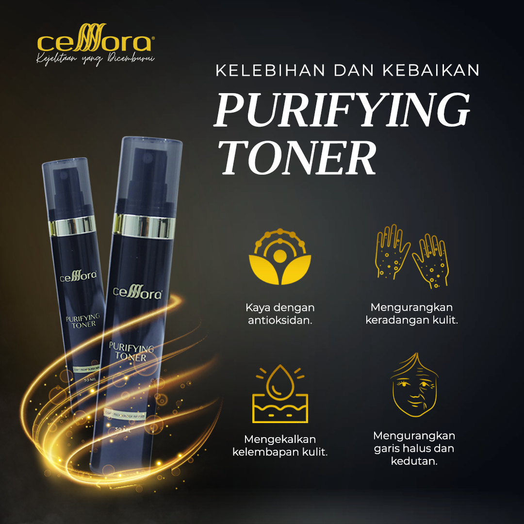 Toner Kulit Normal: Purifying Toner Celllora | Teknologi Stem Cell CIGF, Glycerin, Cucumis Sativus Extract