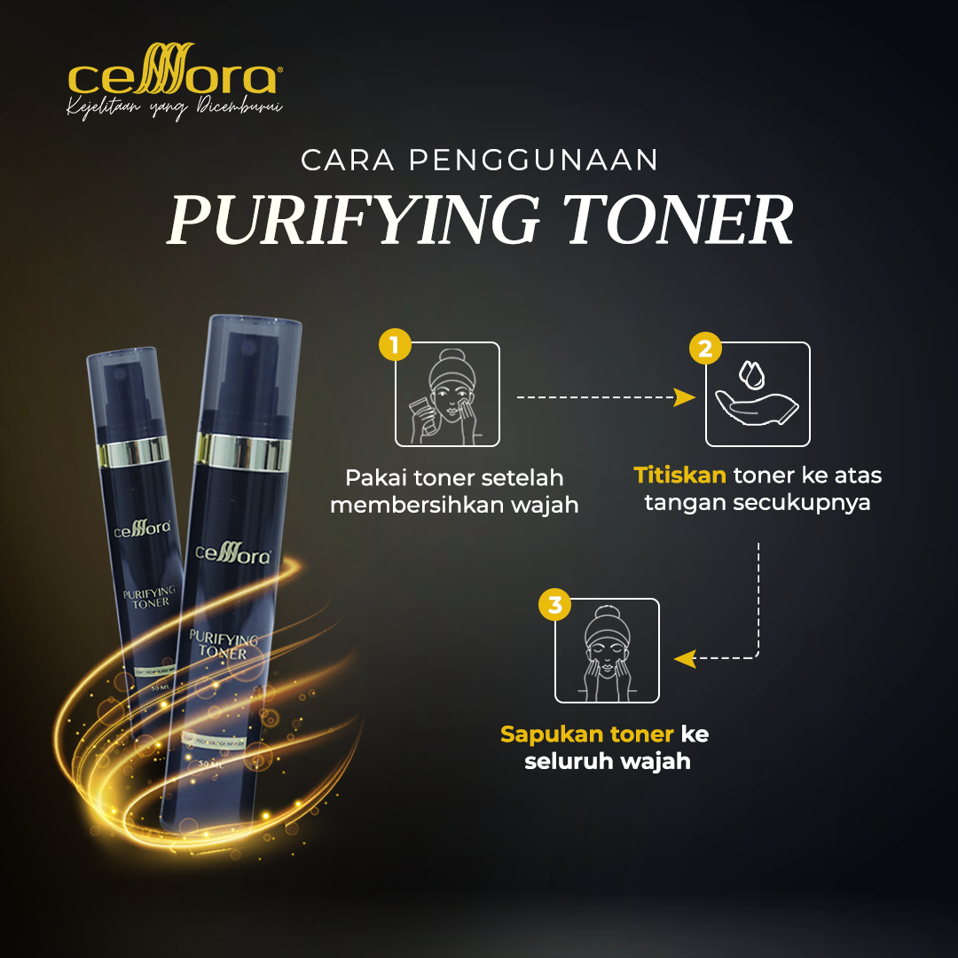 Toner Kulit Normal: Purifying Toner Celllora | Teknologi Stem Cell CIGF, Glycerin, Cucumis Sativus Extract