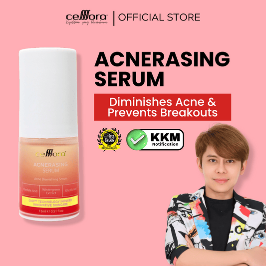 Serum Kulit Berminyak, Kombinasi, Jerawat, Blackheads & Whiteheads: Acnerasing Serum Celllora | Teknologi Stem Cell CIGF