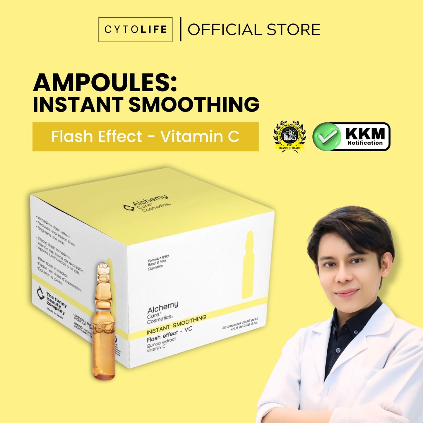 Alchemy Care Cosmetic: Ampoules - Instant Smoothing | Flash Effect - Vitamin C | Quinoa Extract, Vitamin C Skincare