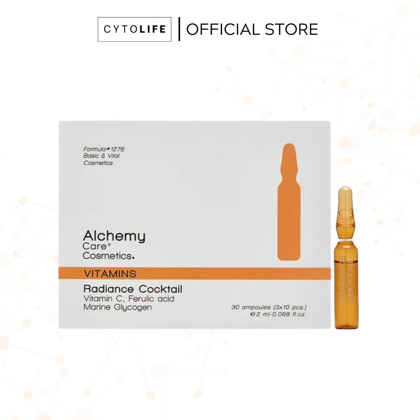 Alchemy Care Cosmetic: Ampoules - Vitamins | Radiance Cocktail | Vitamin C, Ferulic Acid, Marine Glycogen Skincare - Aleo, Face