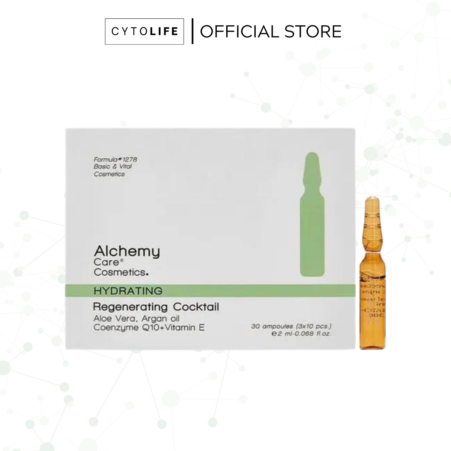 Alchemy Care Cosmetic: Ampul Antiaging Regenerating Cocktail - Aloe Vera, Argan Oil, Coenzyme Q10+Vitamin E Skincare